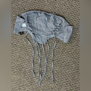 Gray Lace-Up Corset Top